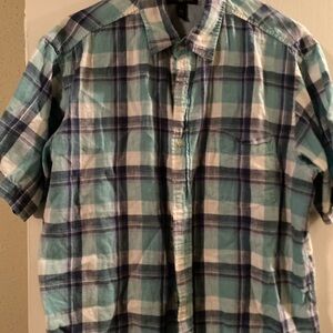 Charter Club Men's Short-Sleeve Plaid Button-Down Shirt - Mint Green & Navy